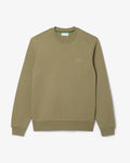 Sweat Lacoste kaki molleton coton détail
