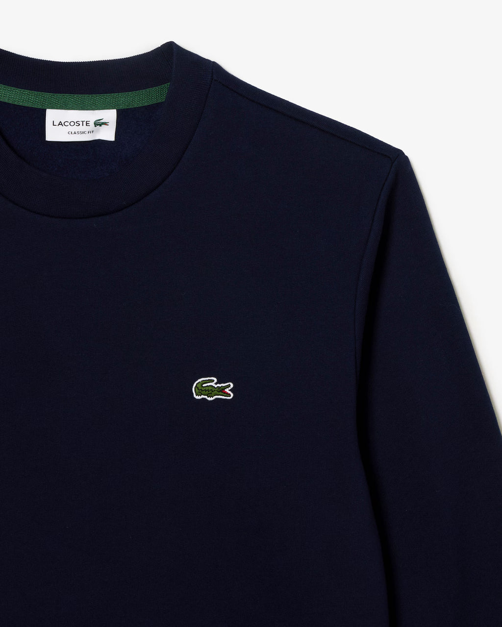 Sweat Lacoste marine détail crocodile brodé sur la poitrine
