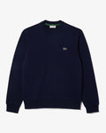 Sweat Lacoste marine molleton coton détail
