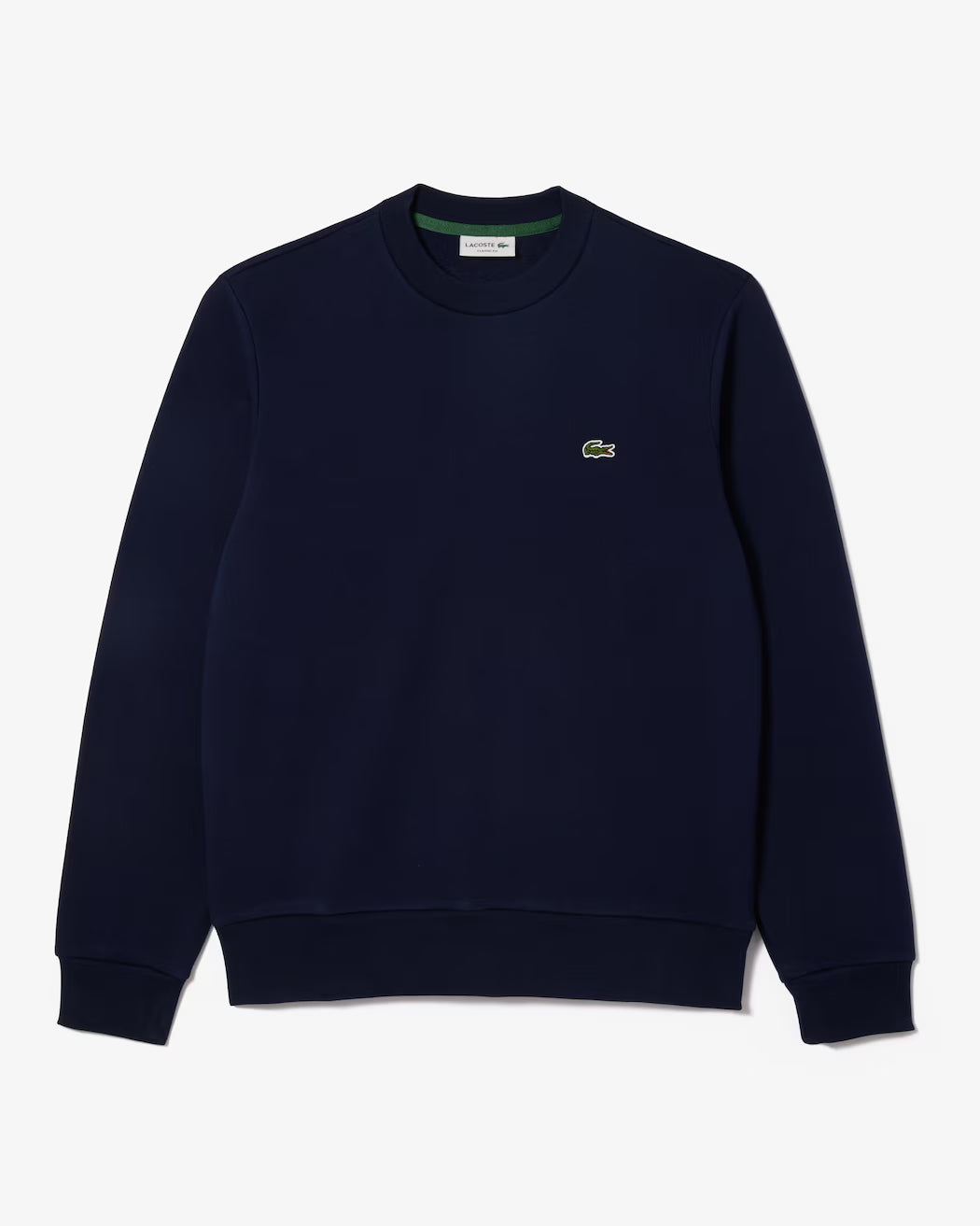 Sweat Lacoste marine molleton coton détail
