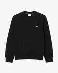 Sweat Lacoste noir molleton coton détail
