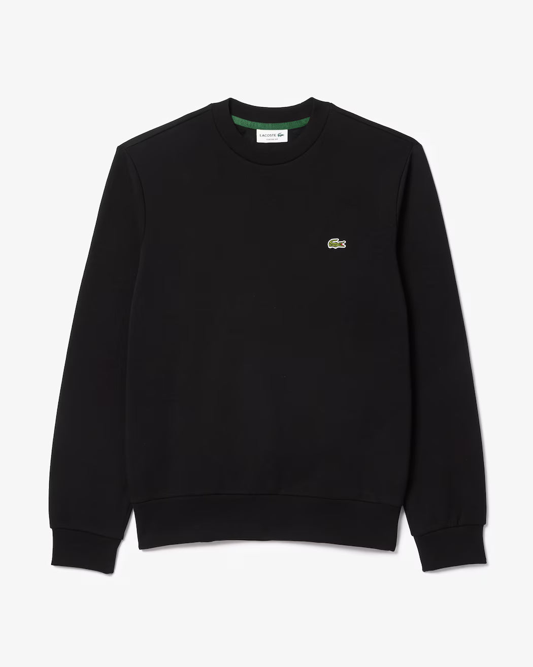 Sweat Lacoste noir molleton coton détail
